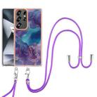For Samsung Galaxy S25 Ultra 5G Electroplating Marble Dual-side IMD Phone Case with Lanyard(Purple 016) - 2