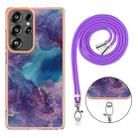 For Samsung Galaxy S25 Ultra 5G Electroplating Marble Dual-side IMD Phone Case with Lanyard(Purple 016) - 3