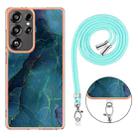 For Samsung Galaxy S25 Ultra 5G Electroplating Marble Dual-side IMD Phone Case with Lanyard(Green 017) - 3