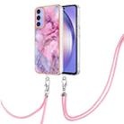 For Samsung Galaxy A16 5G Electroplating Marble Dual-side IMD Phone Case with Lanyard(Pink 013) - 1