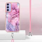 For Samsung Galaxy A16 5G Electroplating Marble Dual-side IMD Phone Case with Lanyard(Pink 013) - 3