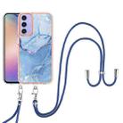 For Samsung Galaxy A16 5G Electroplating Marble Dual-side IMD Phone Case with Lanyard(Blue 018) - 2