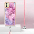 For Samsung Galaxy A06 4G Electroplating Marble Dual-side IMD Phone Case with Lanyard(Pink 013) - 3