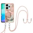 For Redmi 13 4G Electroplating Marble Dual-side IMD Phone Case with Lanyard(Rose Gold 015) - 2