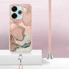 For Redmi 13 4G Electroplating Marble Dual-side IMD Phone Case with Lanyard(Rose Gold 015) - 3