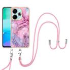 For Redmi 13 4G Electroplating Marble Dual-side IMD Phone Case with Lanyard(Pink 013) - 2