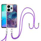 For Redmi 13 4G Electroplating Marble Dual-side IMD Phone Case with Lanyard(Purple 016) - 2