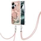 For Xiaomi Poco F6 5G Electroplating Marble Dual-side IMD Phone Case with Lanyard(Rose Gold 015) - 1