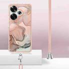 For Xiaomi Poco F6 5G Electroplating Marble Dual-side IMD Phone Case with Lanyard(Rose Gold 015) - 3