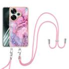 For Xiaomi Poco F6 5G Electroplating Marble Dual-side IMD Phone Case with Lanyard(Pink 013) - 2