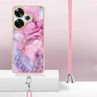 For Xiaomi Poco F6 5G Electroplating Marble Dual-side IMD Phone Case with Lanyard(Pink 013) - 3