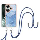 For Xiaomi Poco F6 5G Electroplating Marble Dual-side IMD Phone Case with Lanyard(Blue 018) - 2