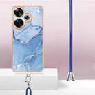 For Xiaomi Poco F6 5G Electroplating Marble Dual-side IMD Phone Case with Lanyard(Blue 018) - 3