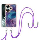 For Xiaomi Poco F6 5G Electroplating Marble Dual-side IMD Phone Case with Lanyard(Purple 016) - 2