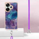 For Xiaomi Poco F6 5G Electroplating Marble Dual-side IMD Phone Case with Lanyard(Purple 016) - 3