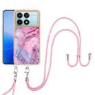 For Xiaomi Poco F6 Pro 5G Electroplating Marble Dual-side IMD Phone Case with Lanyard(Pink 013) - 2