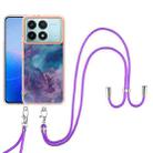 For Xiaomi Poco F6 Pro 5G Electroplating Marble Dual-side IMD Phone Case with Lanyard(Purple 016) - 2