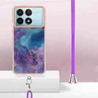 For Xiaomi Poco F6 Pro 5G Electroplating Marble Dual-side IMD Phone Case with Lanyard(Purple 016) - 3