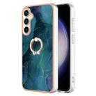 For Samsung Galaxy S24 FE 5G Electroplating Marble Dual-side IMD Phone Case with Ring(Green 017) - 1