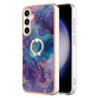 For Samsung Galaxy S24 FE 5G Electroplating Marble Dual-side IMD Phone Case with Ring(Purple 016) - 1