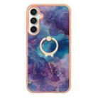 For Samsung Galaxy S24 FE 5G Electroplating Marble Dual-side IMD Phone Case with Ring(Purple 016) - 2