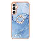 For Samsung Galaxy S24 FE 5G Electroplating Marble Dual-side IMD Phone Case with Ring(Blue 018) - 2