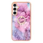 For Samsung Galaxy S24 FE 5G Electroplating Marble Dual-side IMD Phone Case with Ring(Pink 013) - 2