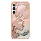 For Samsung Galaxy S24 FE 5G Electroplating Marble Dual-side IMD Phone Case with Ring(Rose Gold 015) - 2