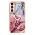 For Samsung Galaxy S24 FE 5G Electroplating Marble Dual-side IMD Phone Case with Ring(Rose Red 014) - 2