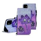 For iPhone 12 mini 3D Painted Pattern Horizontal Flip Leather Case with Holder & Wallet & Card slot & Lanyard(Purple Flower) - 1