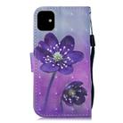 For iPhone 12 mini 3D Painted Pattern Horizontal Flip Leather Case with Holder & Wallet & Card slot & Lanyard(Purple Flower) - 3