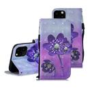For iPhone 12 / 12 Pro 3D Painted Pattern Horizontal Flip Leather Case with Holder & Wallet & Card slot & Lanyard(Purple Flower) - 1