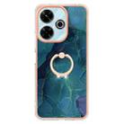 For Redmi 13 4G Electroplating Marble Dual-side IMD Phone Case with Ring(Green 017) - 2