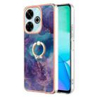 For Redmi 13 4G Electroplating Marble Dual-side IMD Phone Case with Ring(Purple 016) - 1