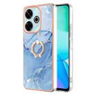 For Redmi 13 4G Electroplating Marble Dual-side IMD Phone Case with Ring(Blue 018) - 1