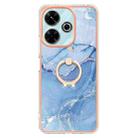 For Redmi 13 4G Electroplating Marble Dual-side IMD Phone Case with Ring(Blue 018) - 2