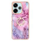 For Redmi 13 4G Electroplating Marble Dual-side IMD Phone Case with Ring(Pink 013) - 2