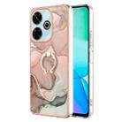 For Redmi 13 4G Electroplating Marble Dual-side IMD Phone Case with Ring(Rose Gold 015) - 1