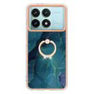 For Xiaomi Poco F6 Pro 5G Electroplating Marble Dual-side IMD Phone Case with Ring(Green 017) - 2