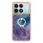 For Xiaomi Poco F6 Pro 5G Electroplating Marble Dual-side IMD Phone Case with Ring(Purple 016) - 2