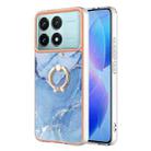 For Xiaomi Poco F6 Pro 5G Electroplating Marble Dual-side IMD Phone Case with Ring(Blue 018) - 1