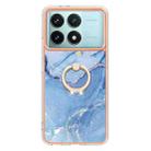 For Xiaomi Poco F6 Pro 5G Electroplating Marble Dual-side IMD Phone Case with Ring(Blue 018) - 2