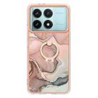For Xiaomi Poco F6 Pro 5G Electroplating Marble Dual-side IMD Phone Case with Ring(Rose Gold 015) - 2