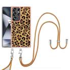 For Samsung Galaxy S25 Ultra 5G Electroplating Dual-side IMD Phone Case with Lanyard(Leopard Print) - 2