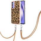 For Samsung Galaxy A16 5G Electroplating Dual-side IMD Phone Case with Lanyard(Leopard Print) - 1