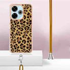 For Redmi 13 4G Electroplating Dual-side IMD Phone Case with Lanyard(Leopard Print) - 3