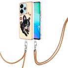 For Redmi 13 4G Electroplating Dual-side IMD Phone Case with Lanyard(Lucky Dog) - 1