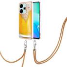 For Redmi 13 4G Electroplating Dual-side IMD Phone Case with Lanyard(Draft Beer) - 1