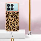 For Xiaomi Poco F6 Pro 5G Electroplating Dual-side IMD Phone Case with Lanyard(Leopard Print) - 3