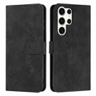 For Samsung Galaxy S25 Ultra 5G Skin Feel Heart Embossed Leather Phone Case with Long Lanyard(Black) - 1